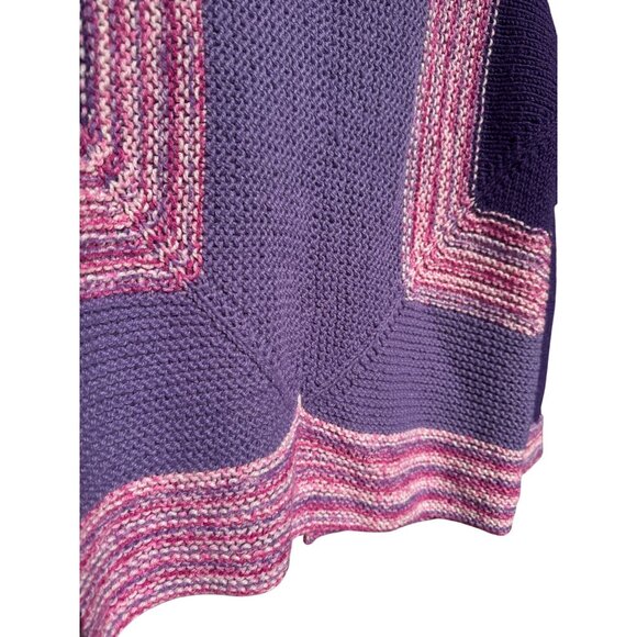 Handmade Womens XL Boho Wool Blend Knit Open Front Cardigan Sweater Purple Pink - Picture 6 of 6